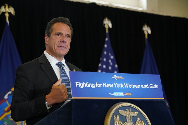 Governor Cuomo at a press conference in August of 2018. In 2014, Cuomo created the Women's Equality Party. In 2018, the WEP endorsed Andrew Cuomo over Cynthia Nixon.